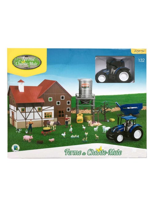 Coffret ferme 1:32 avec tracteur miniature, bâtiment, silo à grain, animaux NEW HOLLAND - Kiabi Coffret ferme 1:32 avec tracteur miniature, bâtiment, silo à grain, animaux NEW HOLLAND - Kiabi