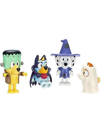 Coffret figurines - bluey - déguisements - 4 figurines articulées - accessoires inclus