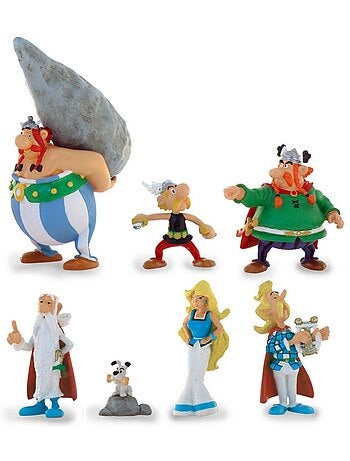 Coffret figurines - plastoy - astérix village gaulois tubo 7 figurines - résine - 4 à 10 cm