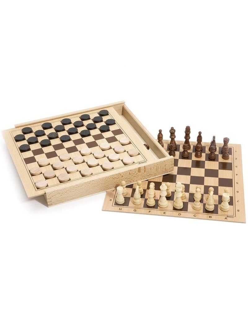 Coffret Jeu de Dames et d'Echecs Beige - Kiabi