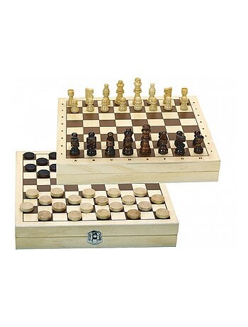 Coffret jeu de dames et d'échecs