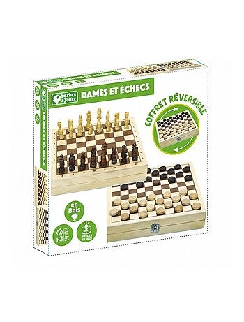 Coffret jeu de dames et d'échecs