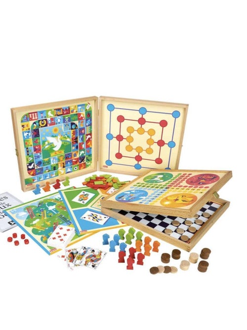 Coffret jeux de société en bois : 80 règles - Pions bois - Kiabi