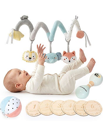 Coffret jouets sensoriels bebe 0m+ hochet suspendre balle disques mamabrum