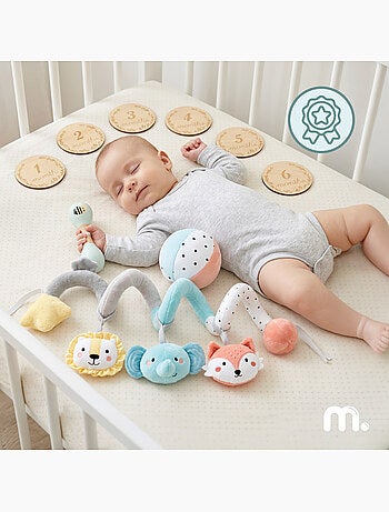 Coffret jouets sensoriels bebe 0m+ hochet suspendre balle disques mamabrum