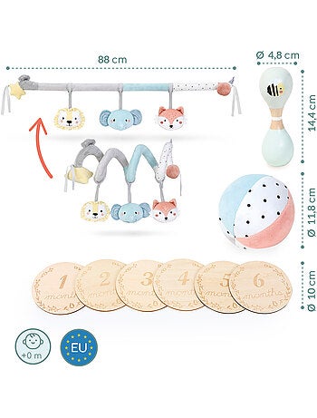 Coffret jouets sensoriels bebe 0m+ hochet suspendre balle disques mamabrum