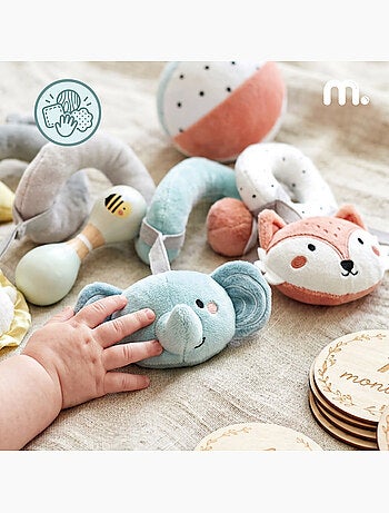 Coffret jouets sensoriels bebe 0m+ hochet suspendre balle disques mamabrum