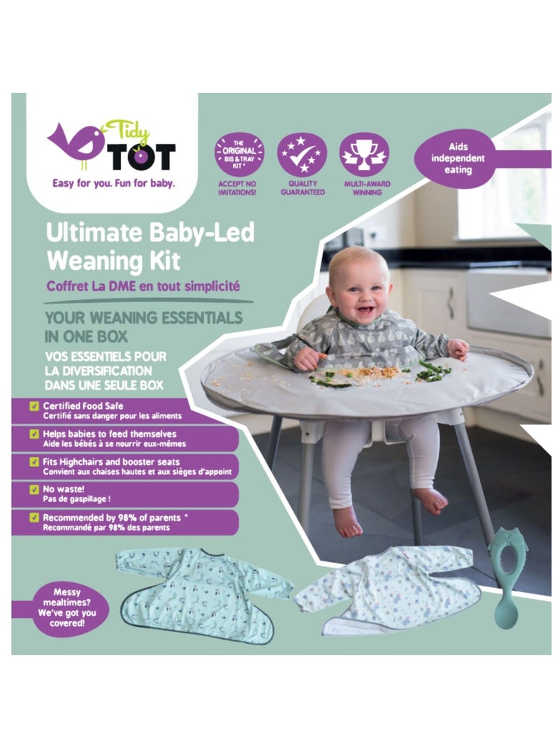 Coffret La DME en toute simplicité- Tidy Tot - Chouette - trois bavoirs, plateau et cuillère bebe Gris - Kiabi