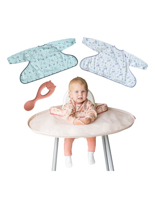 Coffret La DME en toute simplicité- Tidy Tot - Renard - trois bavoirs, plateau et cuillère bebe - Kiabi