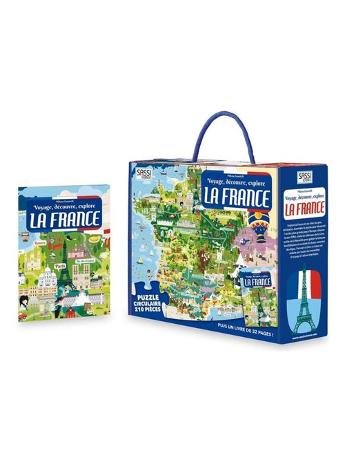 Coffret livre et puzzle 210 pièces : Voyage, découvre, explore : La France - Kiabi