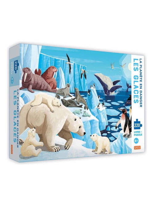 Coffret livre et Puzzle 220 pièces : La Planète En Danger : Les Glaces - Kiabi