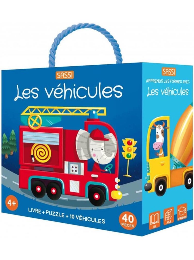 Coffret livre, puzzle 40 pièces et véhicules : Les véhicules N/A - Kiabi