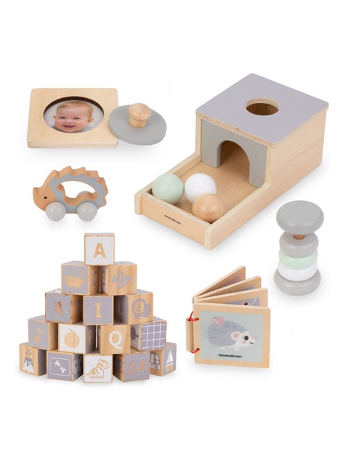 Coffret Montessori bois 6 jeux éducatifs et sensoriels Mamabrum - Kiabi