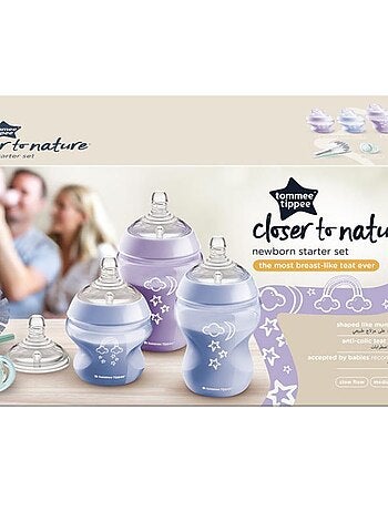 Coffret naissance sucette et biberon Closer to Nature rose