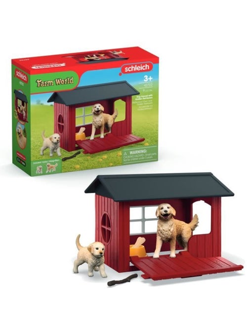 Coffret niche avec golden retriever, schleich 42722 farm world, dès 4 ans - Kiabi
