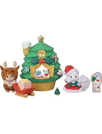 Coffret Noël maison sapin + 2 bébés + traîneau - SYLVANIAN FAMILIES