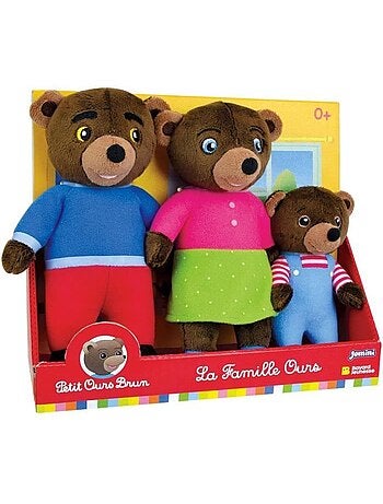 Coffret peluche - petit ours brun - jemini - famille : maman ours, papa ours et petit ours brun
