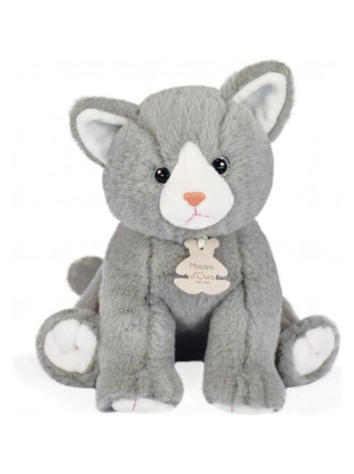 Coffret peluche Bébé chat gris perle (18 cm) - Kiabi