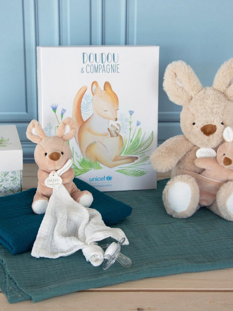 Coffret peluche kangourou Bébé & moi UNICEF (25 cm) Beige - Kiabi