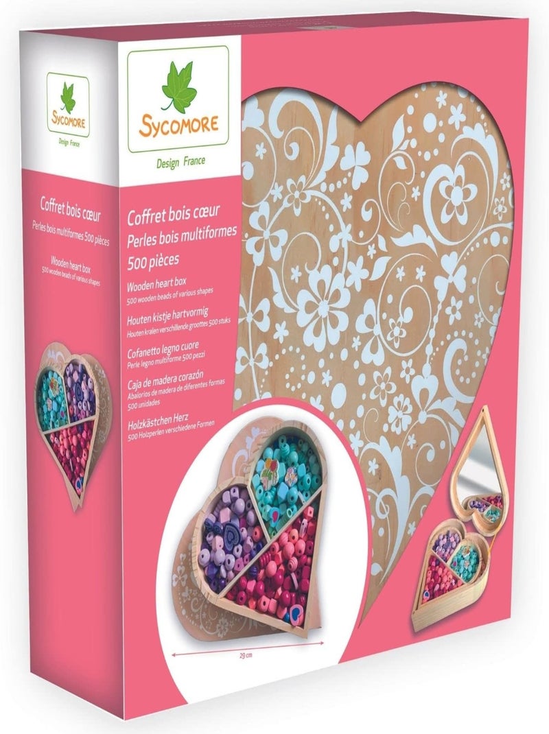 Coffret Perles En Bois Multiformes - Sycomore Rose - Kiabi