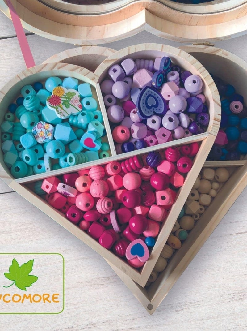 Coffret Perles En Bois Multiformes - Sycomore Rose - Kiabi