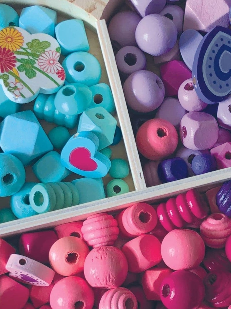 Coffret Perles En Bois Multiformes - Sycomore Rose - Kiabi