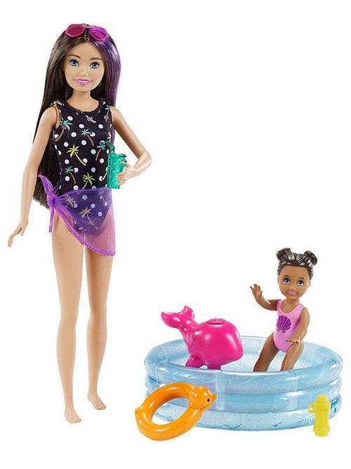 Coffret poupée barbie babysitter piscine - Kiabi