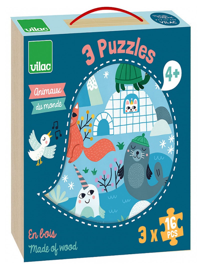 Coffret Puzzles 3x16 Pcs Animaux Du Monde N/A - Kiabi