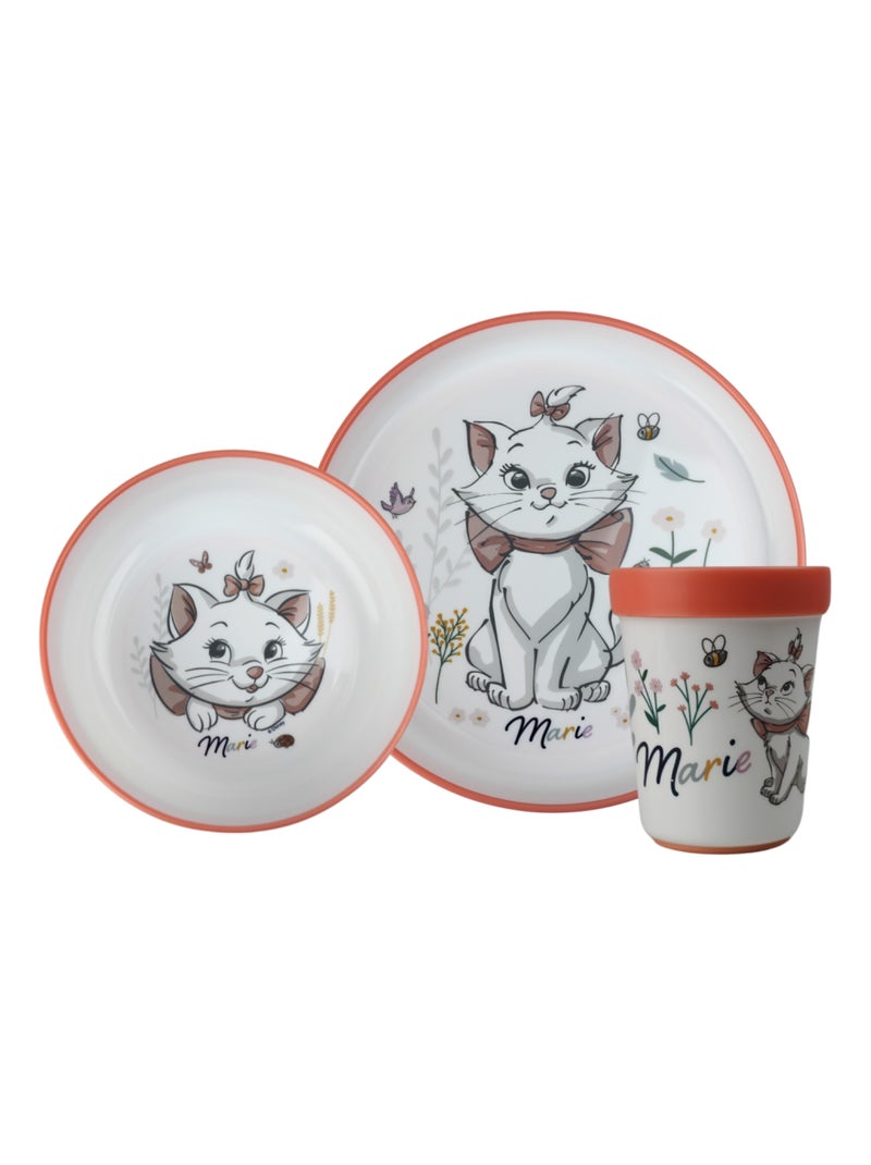 COFFRET REPAS 3 PIECES GOBELET / BOL / ASSIETTE ANTI-DERAPANTS ARISTOCHATS Rose - Kiabi