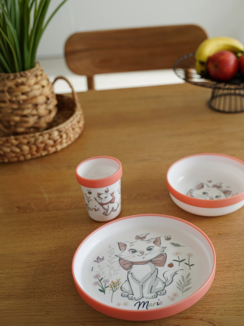 COFFRET REPAS 3 PIECES GOBELET / BOL / ASSIETTE ANTI-DERAPANTS ARISTOCHATS Rose - Kiabi