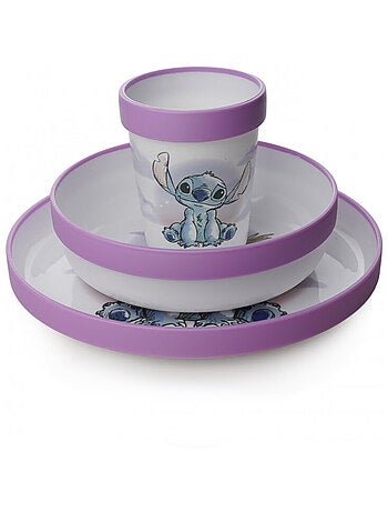 COFFRET REPAS 3 PIÈCES GOBELET + BOL + ASSIETTE ANTIDÉRAPANTS LILO et STITCH