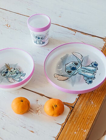COFFRET REPAS 3 PIÈCES GOBELET + BOL + ASSIETTE ANTIDÉRAPANTS LILO et STITCH