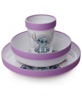 COFFRET REPAS 3 PIÈCES GOBELET + BOL + ASSIETTE ANTIDÉRAPANTS LILO et STITCH
