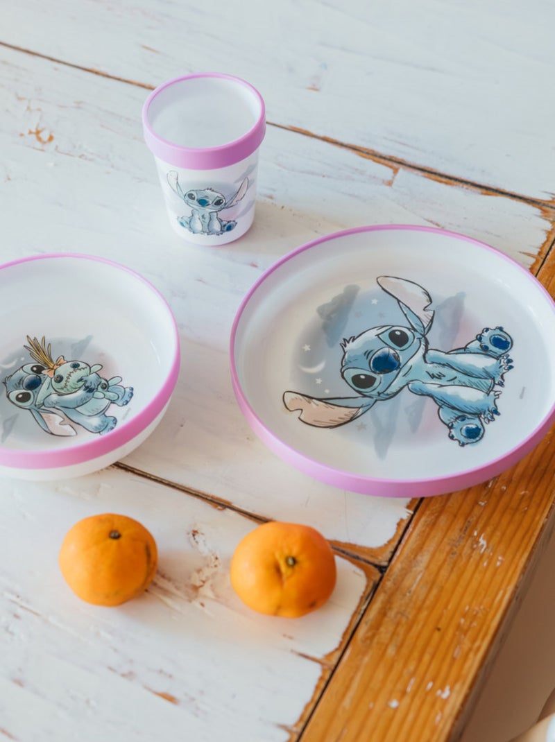 COFFRET REPAS 3 PIÈCES GOBELET + BOL + ASSIETTE ANTIDÉRAPANTS LILO et STITCH Violet - Kiabi
