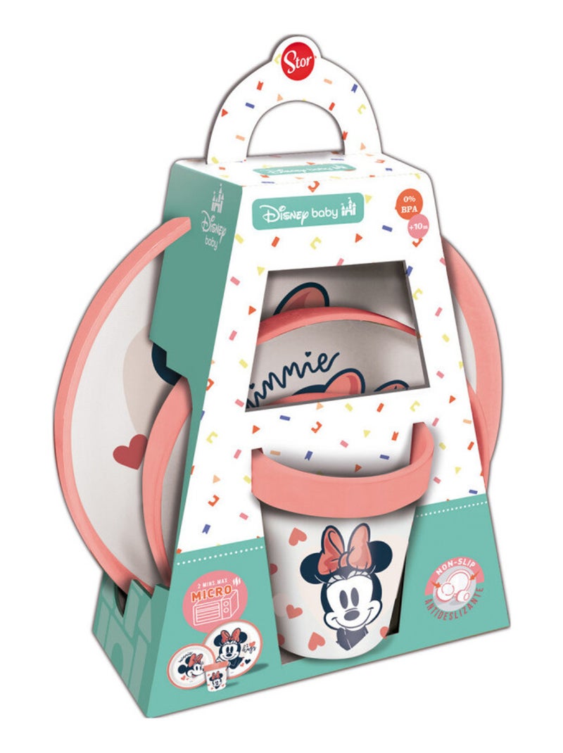 Coffret repas 3 pièces gobelet/bol/assiette MINNIE Rose - Kiabi