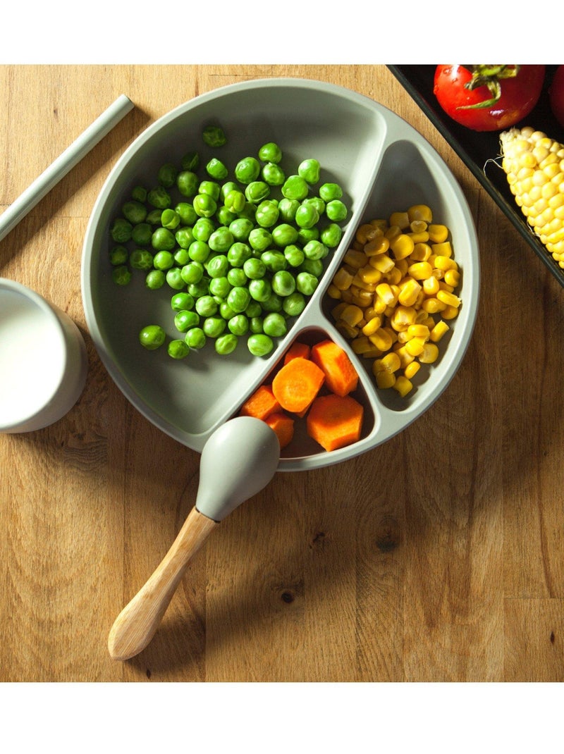 Coffret repas comme un grand, Assiette Cuillère Bavoir Minikoioi Rose clair - Kiabi