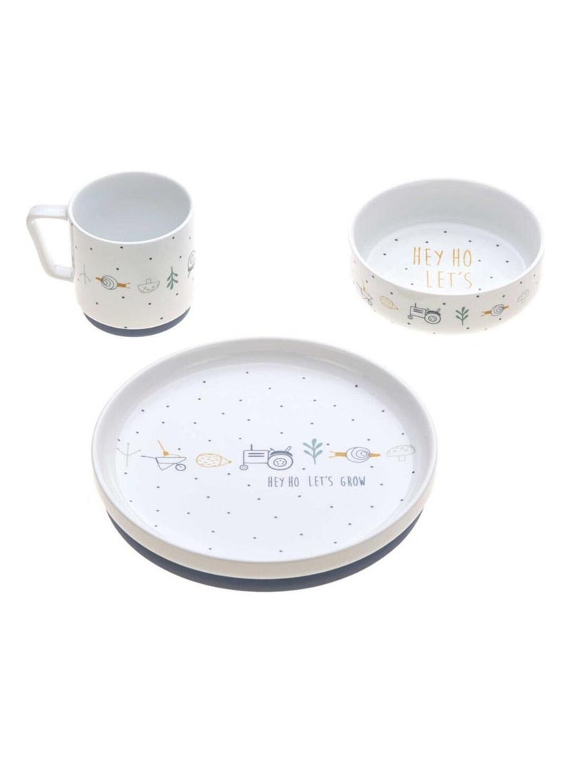 Coffret repas en porcelaine Garden Explorer Tracteur Blanc - Kiabi