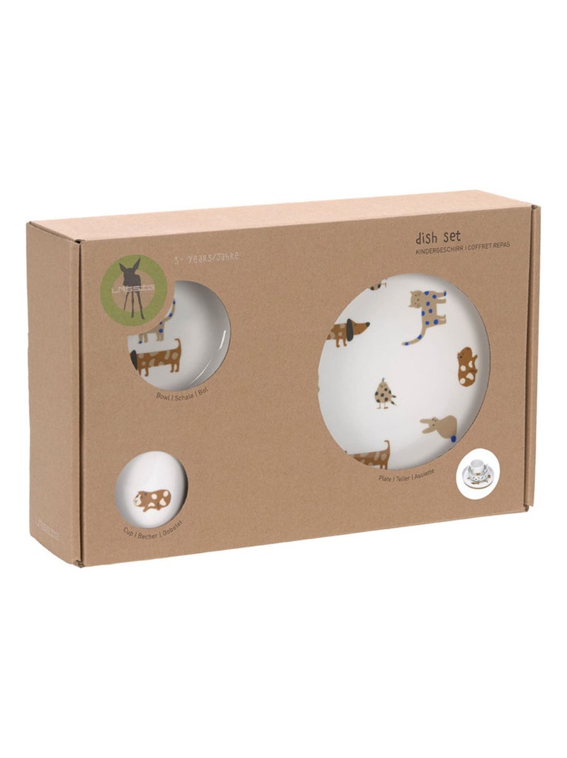 Coffret repas en porcelaine Little Mateys Bleu Royal Blanc - Kiabi