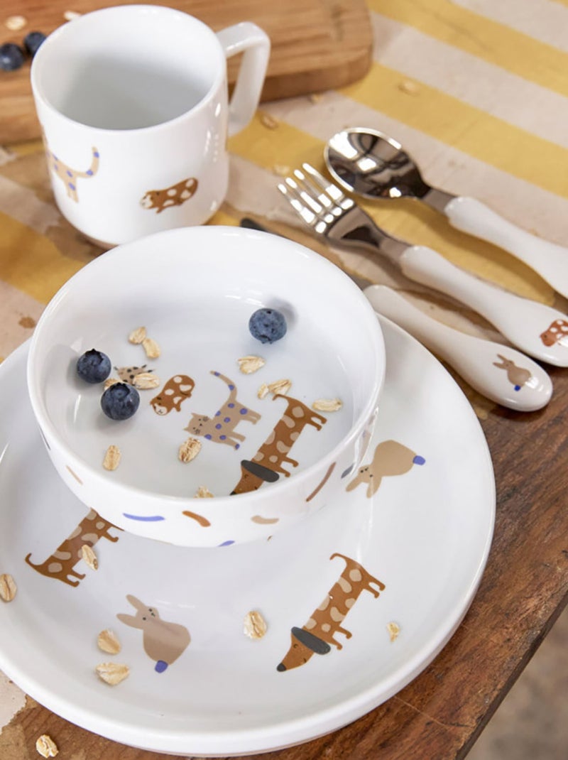 Coffret repas en porcelaine Little Mateys Bleu Royal Blanc - Kiabi