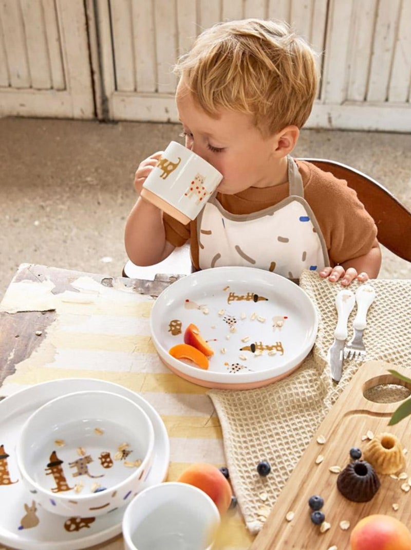 Coffret repas en porcelaine Little Mateys Orange Epicée Blanc - Kiabi