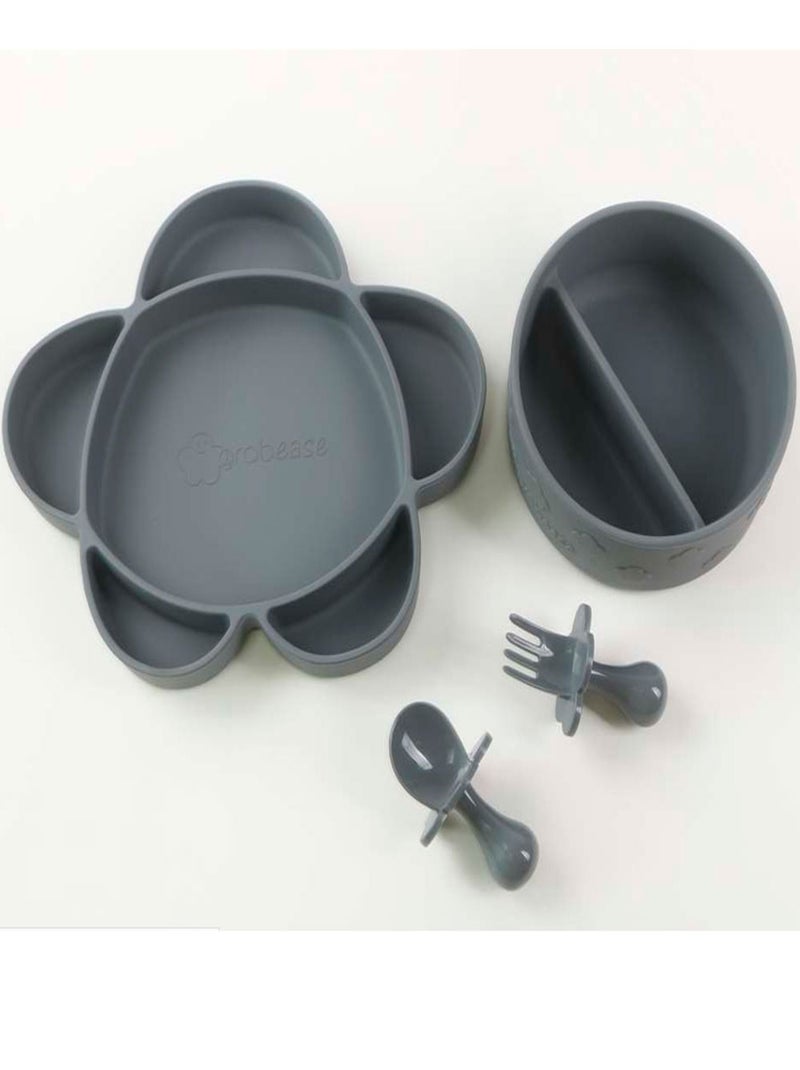 Coffret repas en silicone et ventouse 4pièces Gris - Kiabi
