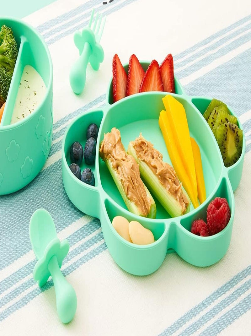 Coffret repas en silicone et ventouse 4pièces Vert - Kiabi