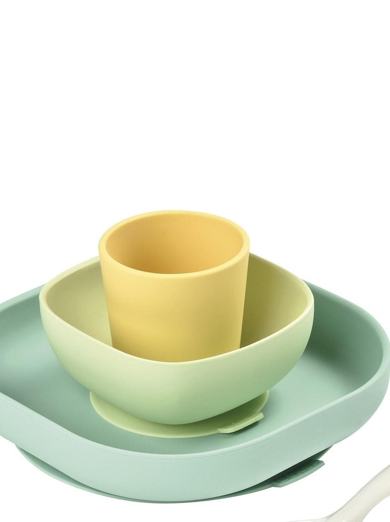 Coffret repas en silicone jaune et vert (4 pièces) Vert - Kiabi