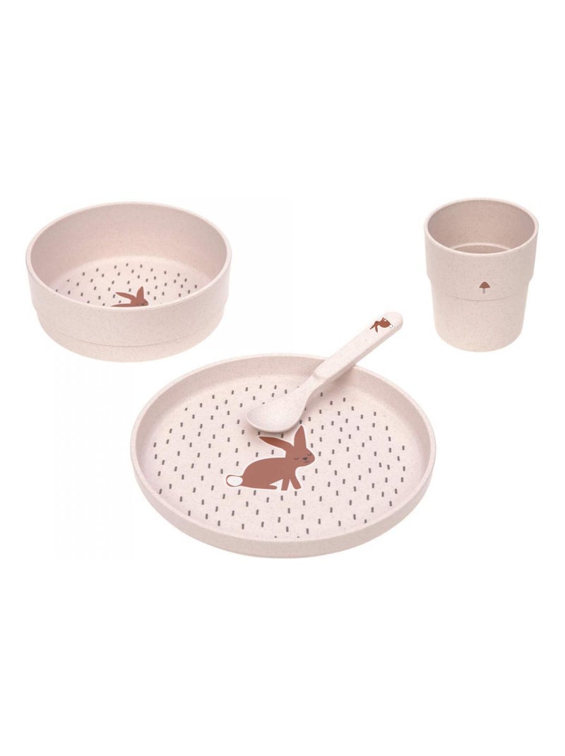 Coffret repas Little Forest Lapin (assiette, bol, tasse, cuillères) Rose - Kiabi