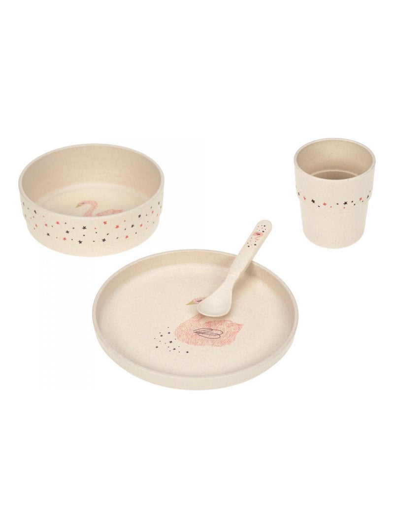 Coffret repas Little Water Cygne  (assiette, bol, tasse, cuillère) PP/Cellulose Beige - Kiabi