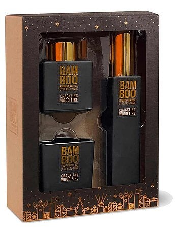 Coffret senteur en verre noir flambée et crépitements 19 cm