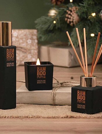 Coffret senteur en verre noir flambée et crépitements 19 cm