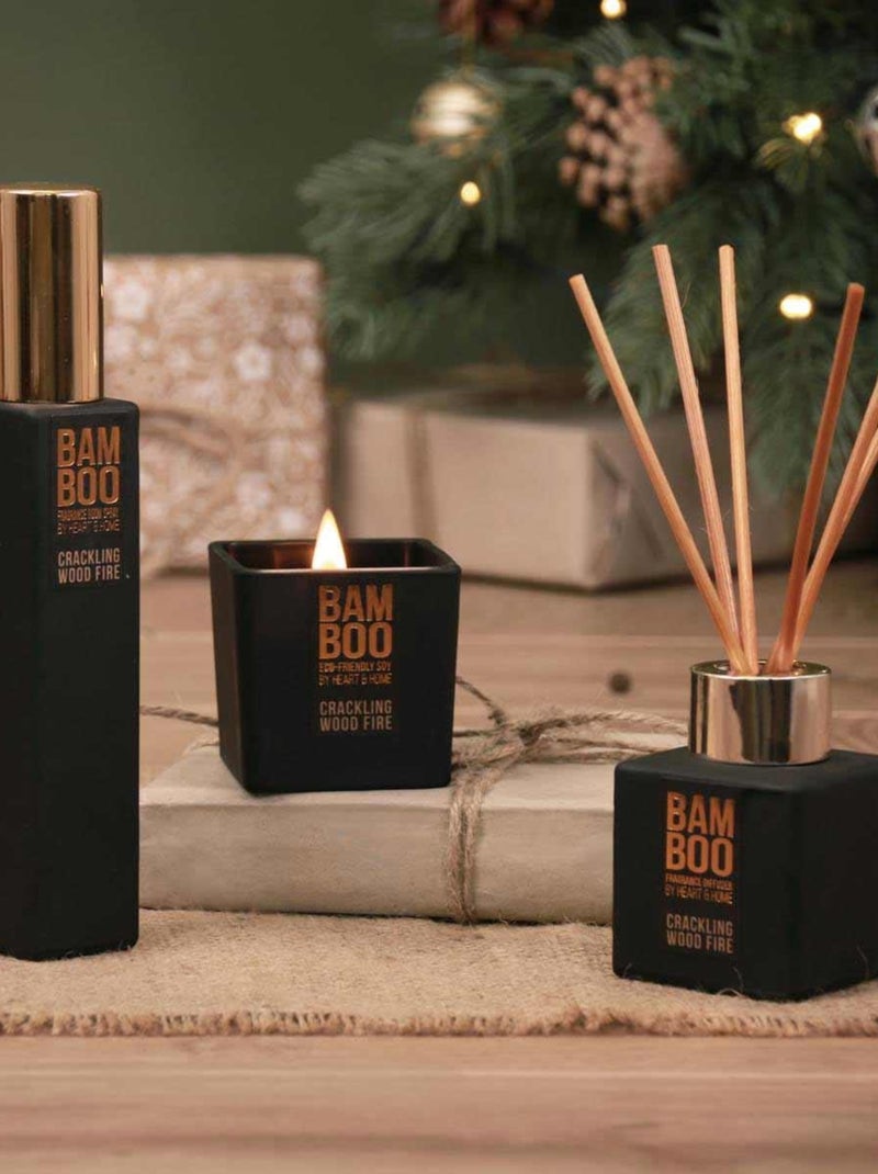 Coffret senteur en verre noir flambée et crépitements 19 cm Blanc - Kiabi