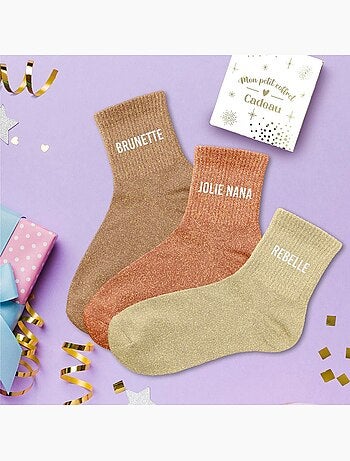 Coffret trio - Chaussettes à Paillettes - Brunette - Jolie Nana - Rebelle