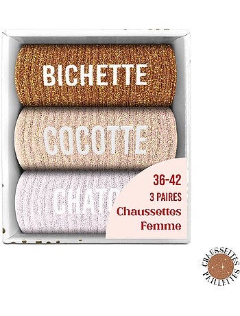 Coffret trio - Chaussettes à Paillettes - Chaton - Bichette - Cocotte